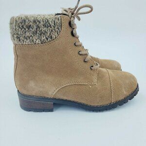 BJORNDAL Phoebe Brown Suede Lace-Up Leather Ankle Combat Boots Size 7.5